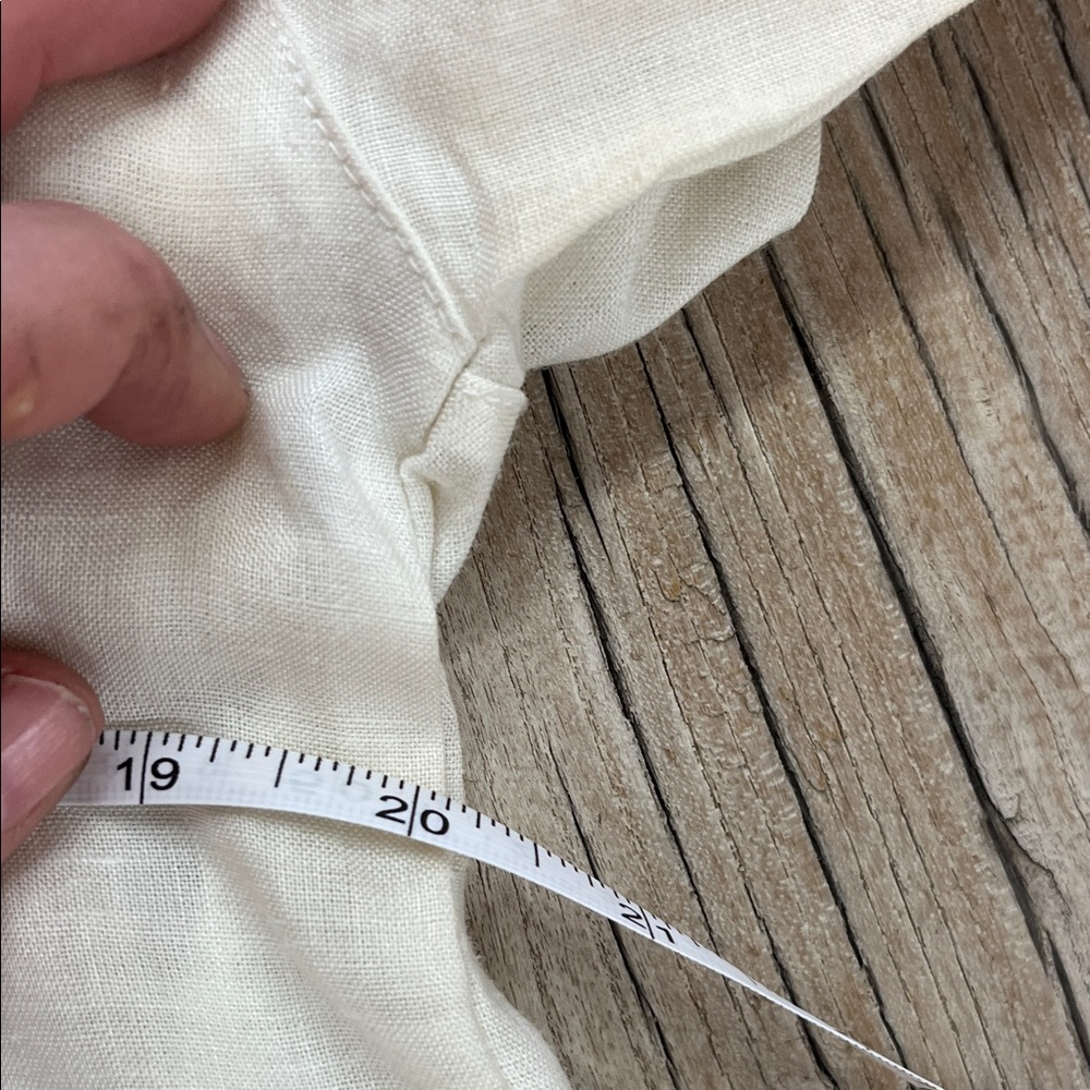 Calvin Klein Cream V-Neck Long-Sleeve Tunic 100% Linen Vintage Women Small - Picture 7 of 7